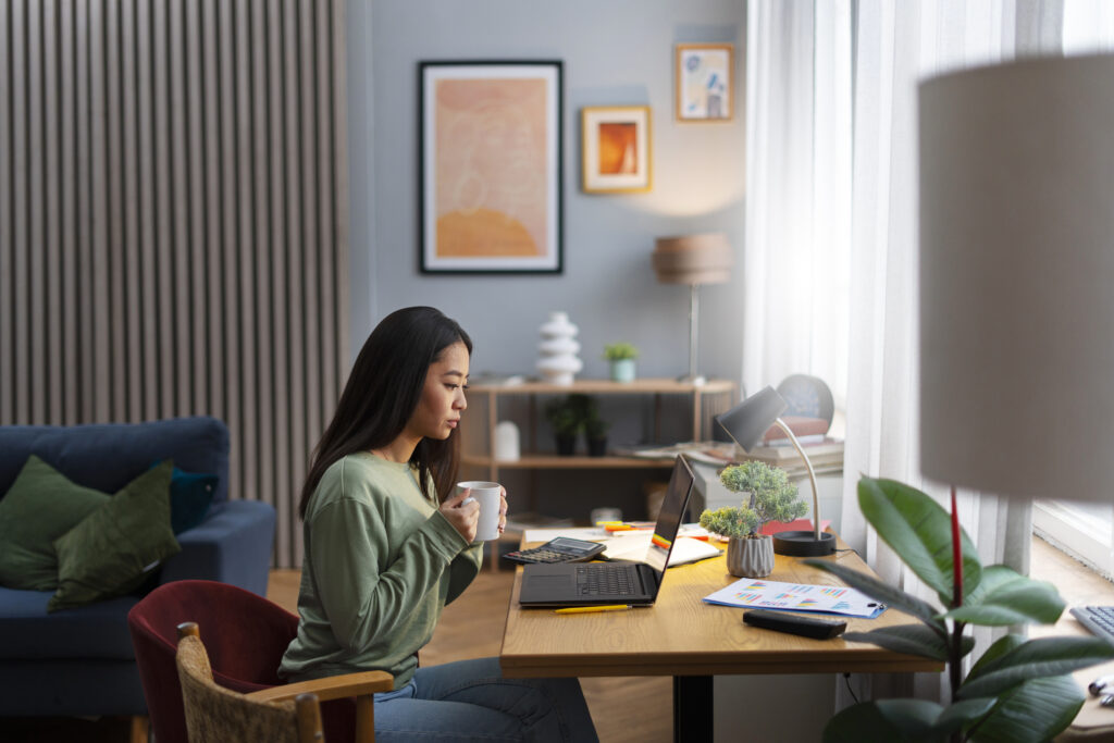 “Student earning income through freelance online jobs.”